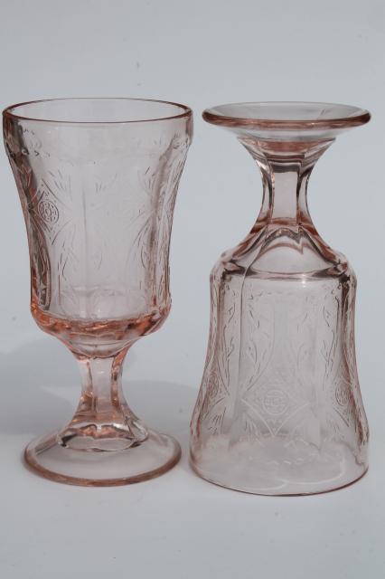 photo of vintage pink glass water glasses, Recollection reproduction depression glass goblets #4