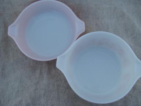 photo of vintage pink gooseberry Pyrex kitchen glass casserole baking dishes #5