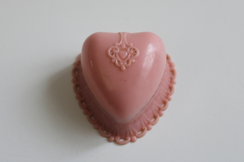 photo of vintage pink heart shaped ring presentation box, Dennison plastic 1950s or 60s  #1