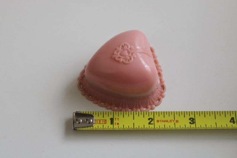 photo of vintage pink heart shaped ring presentation box, Dennison plastic 1950s or 60s  #7