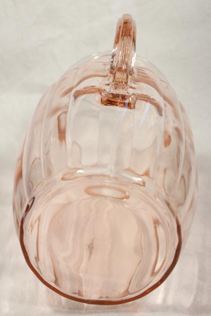 photo of vintage pink lemonade pitcher, panel optic pattern depression glass, blush pink glassware #7