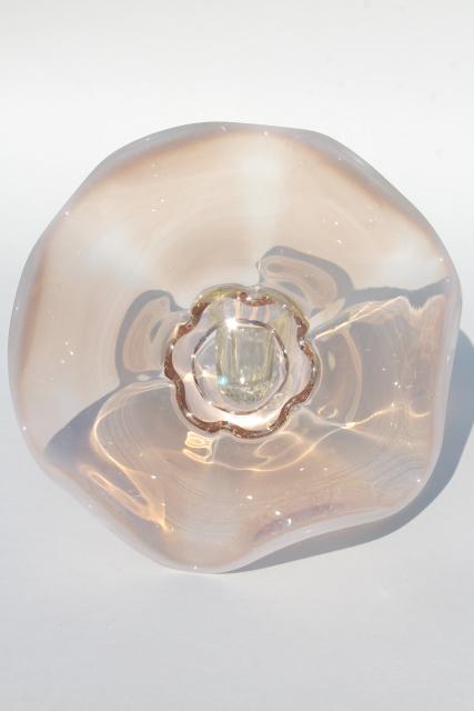 photo of vintage pink opalescent glass Canterbury Duncan & Miller, large flower bowl #3