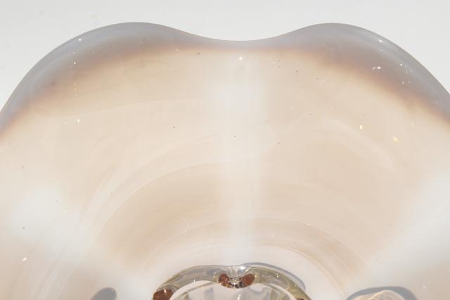 photo of vintage pink opalescent glass Canterbury Duncan & Miller, large flower bowl #4