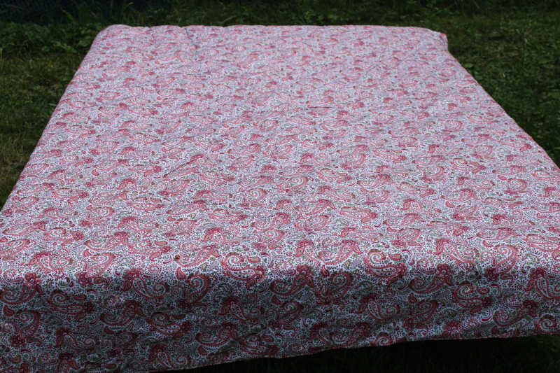 photo of vintage pink paisley chintz cotton comforter w/ warm puffy wool inside, girly western winter blanket  #5