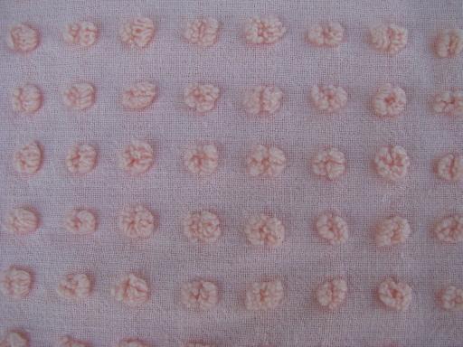 photo of vintage pink popcorn chenille bedspread, light weight summer cotton bed cover #3