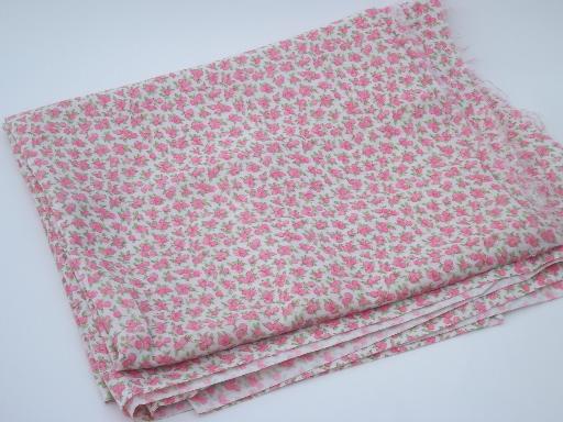 photo of vintage pink & white fruit print fabric, tiny quilting print - pink peaches #2