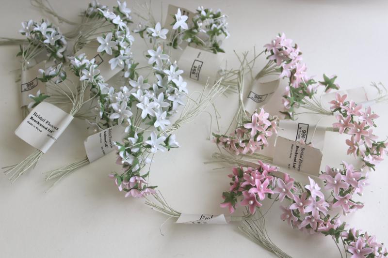 photo of vintage pink & white stephanotis faux flowers, bridal wedding sewing decor headpiece trims #1