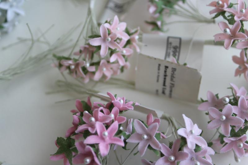 photo of vintage pink & white stephanotis faux flowers, bridal wedding sewing decor headpiece trims #6