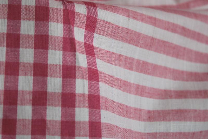 photo of vintage pink & white woven plaid cotton fabric for retro kitchen linens or tablecloth #5