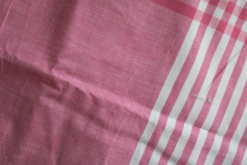 photo of vintage pink & white woven plaid cotton fabric for retro kitchen linens or tablecloth #7