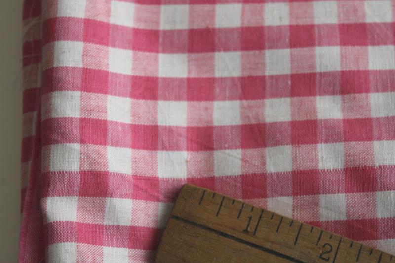 photo of vintage pink & white woven plaid cotton fabric for retro kitchen linens or tablecloth #8