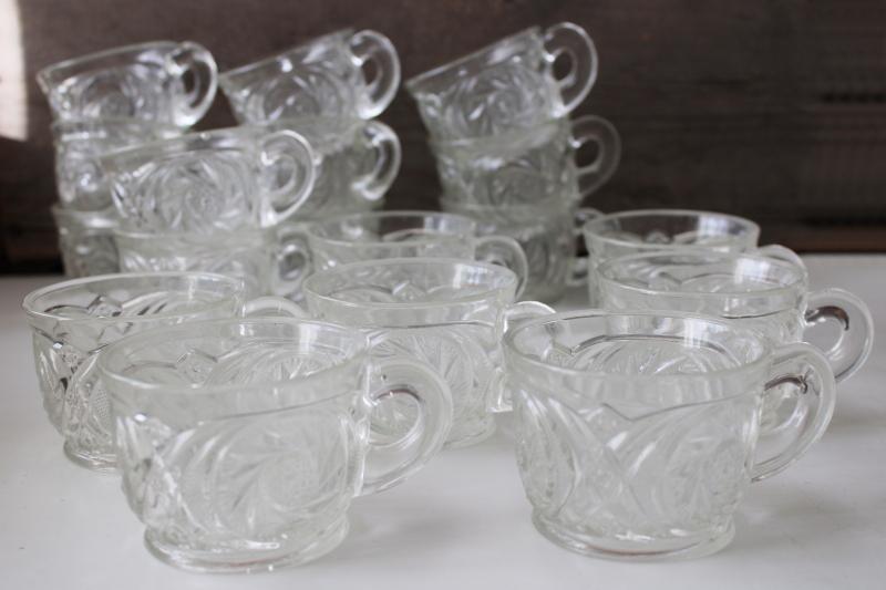 photo of vintage pinwheel pattern pressed glass, small punch cups great for candle holders #1