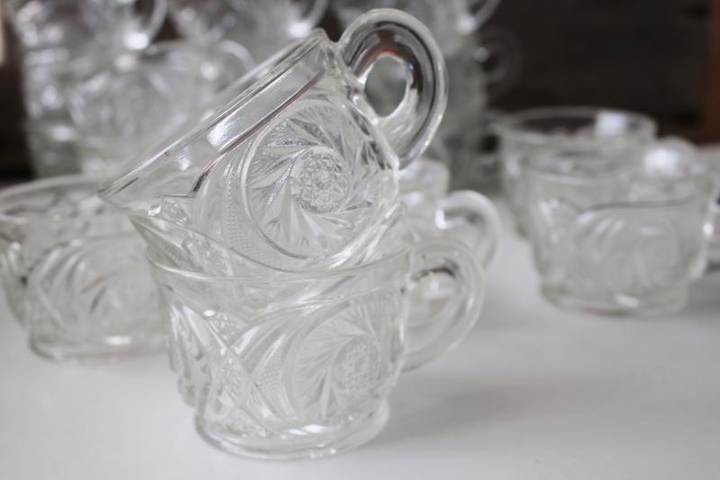 photo of vintage pinwheel pattern pressed glass, small punch cups great for candle holders #3