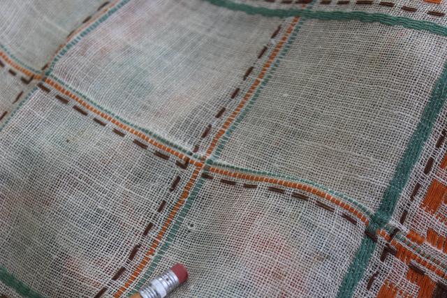 photo of vintage placemats & napkins set, rustic woven linen in Santa Fe style southwest colors #5