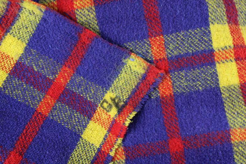 photo of vintage plaid camp blanket, cozy worn soft blanket for picnics, tailgating #2