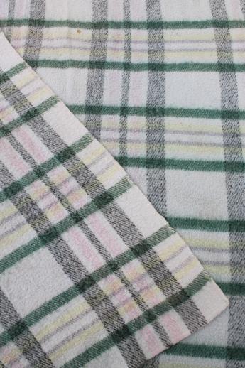 photo of vintage plaid camp blankets, retro jade green / pink / black blanket plaids #6