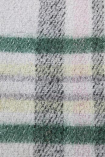 photo of vintage plaid camp blankets, retro jade green / pink / black blanket plaids #7