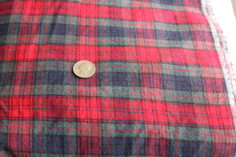 photo of vintage plaid cotton flannel fabric, tartan in red, green, navy, black #1