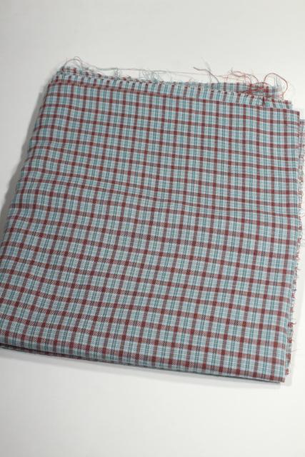 photo of vintage plaid cotton flannel & work shirt fabric lot, retro shirtings sewing material #14