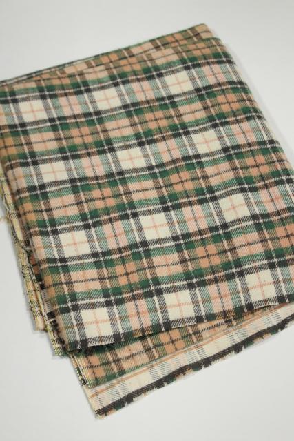 photo of vintage plaid cotton flannel & work shirt fabric lot, retro shirtings sewing material #16