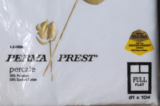 photo of vintage plain white cotton sheets & pillowcases, never used in original packages #7