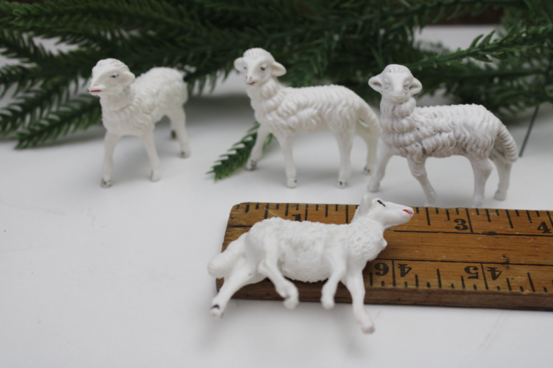 photo of vintage plastic animals white sheep lambs nativity figurines, farmhouse style Christmas or Easter decor  #2