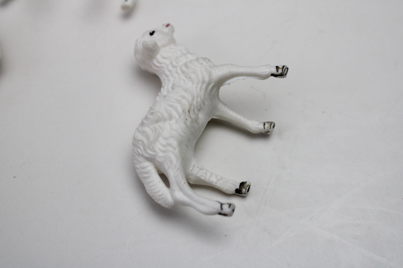 photo of vintage plastic animals white sheep lambs nativity figurines, farmhouse style Christmas or Easter decor  #3