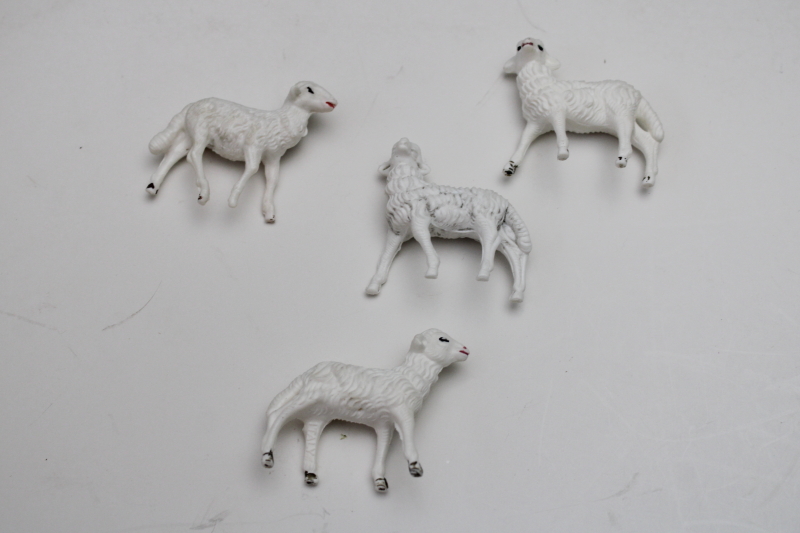 photo of vintage plastic animals white sheep lambs nativity figurines, farmhouse style Christmas or Easter decor  #4