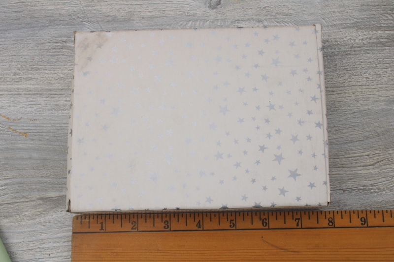 photo of vintage plastic baby brush & comb in original gift box, blue w/ pink flowers baby set #4