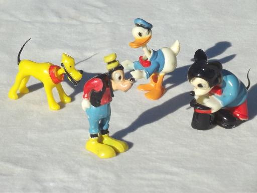 photo of vintage plastic cake toppers, Disney characters bobblehead mini toys lot #1