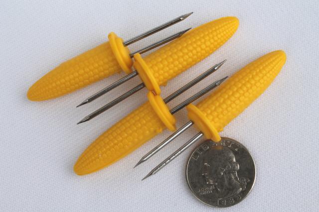 photo of vintage plastic corn picks, sweet corn on the cob holders & tiny corn brushes #5