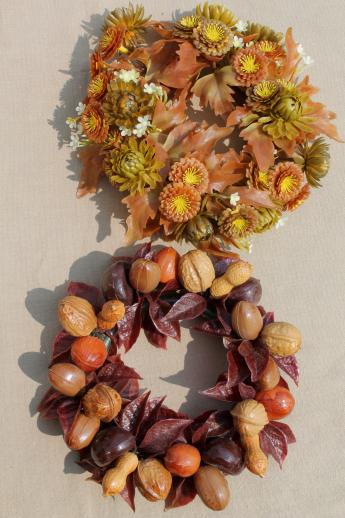 photo of vintage plastic flowers, autumn leaves & a squirrel - fall harvest holiday party decorations #6