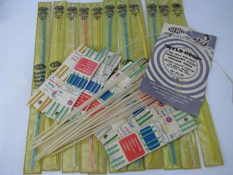 photo of vintage plastic knitting needles lot, some double pointed, fine gauge for lacemaking #1