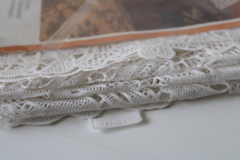 photo of vintage plastic lace tablecloth mint in package, old world style cutwork easy care wipe clean table cover #4