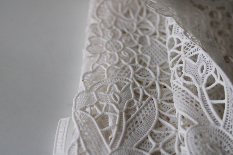 photo of vintage plastic lace tablecloth mint in package, old world style cutwork easy care wipe clean table cover #5