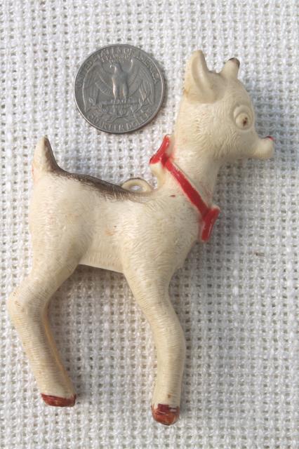 photo of vintage plastic novelty Christmas ornament toy, old Rudolph the Red Nosed Reindeer #8