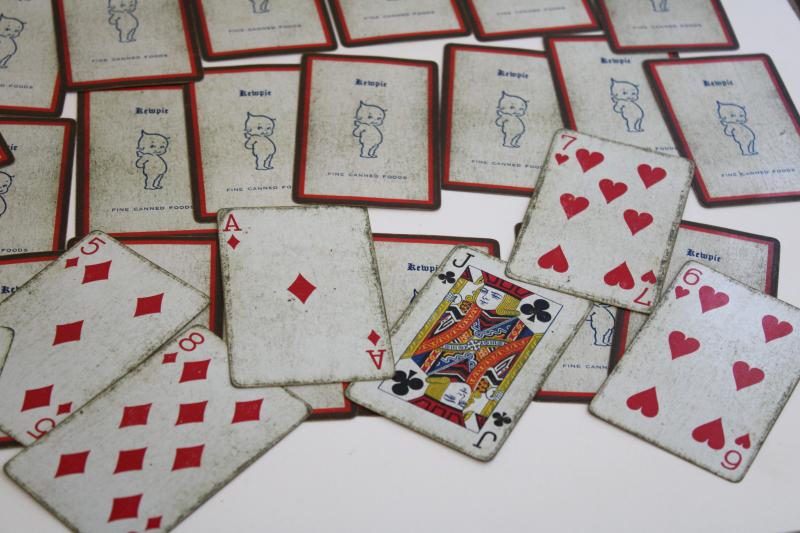 photo of vintage playing cards w/ Kewpies, advertising Kewpie fine canned foods #4