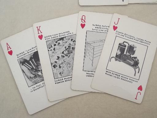 photo of vintage playing cards, Surge dairy milking machines illustrated advertising #6