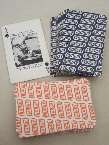 photo of vintage playing cards, Surge dairy milking machines illustrated advertising #9