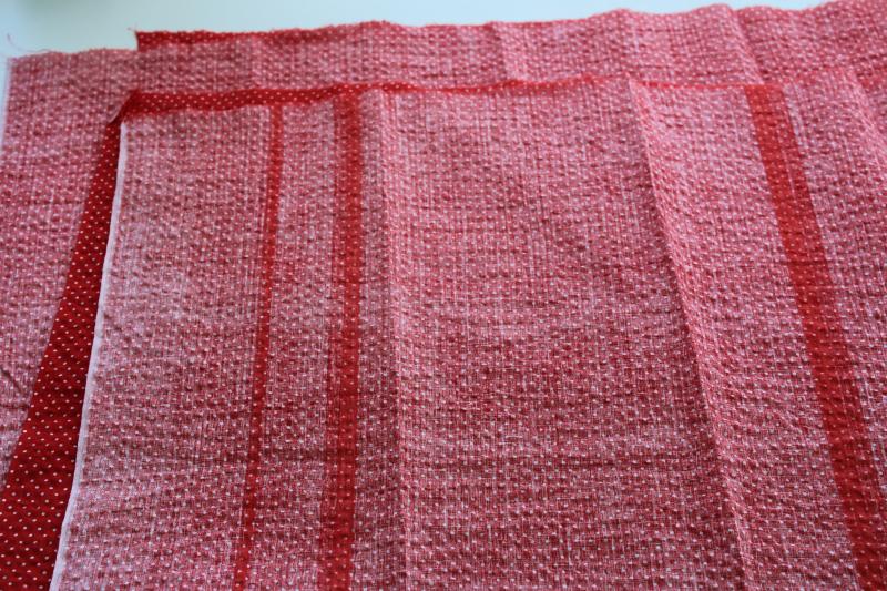 photo of vintage plisse crinkle cotton fabric, red w/ white pin dots, dotted swiss #4