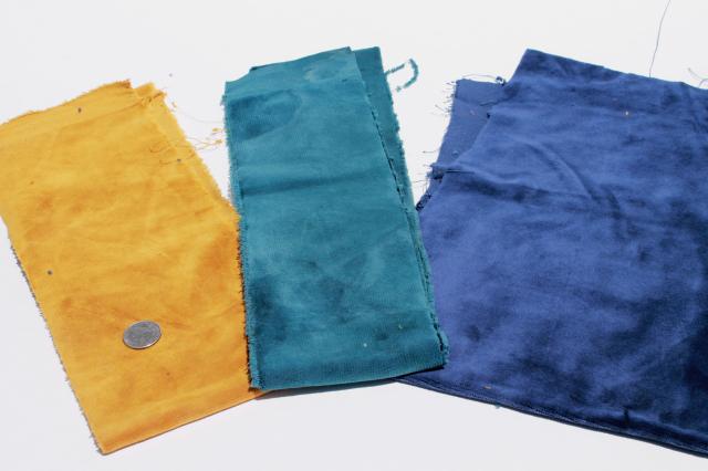 photo of vintage plush velvet fabric scraps, corduroy & heavy cotton velveteen in jewel colors #2