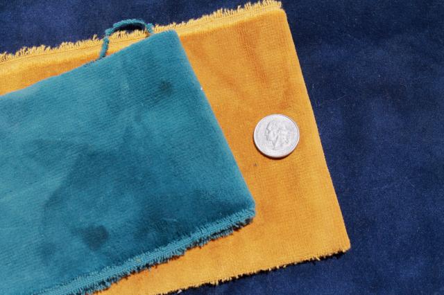 photo of vintage plush velvet fabric scraps, corduroy & heavy cotton velveteen in jewel colors #3