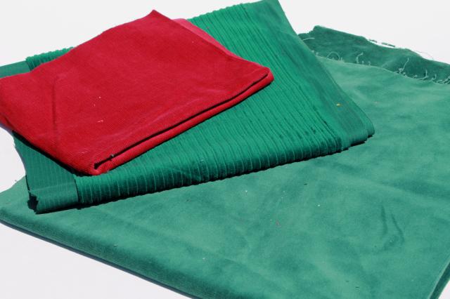 photo of vintage plush velvet fabric scraps, corduroy & heavy cotton velveteen in jewel colors #8