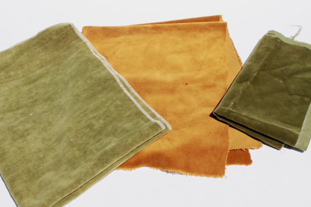 photo of vintage plush velvet fabric scraps, corduroy & heavy cotton velveteen in jewel colors #12