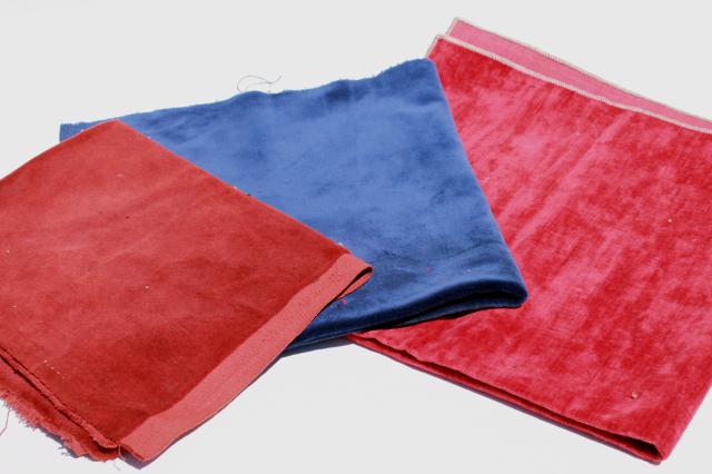 photo of vintage plush velvet fabric scraps, corduroy & heavy cotton velveteen in jewel colors #14