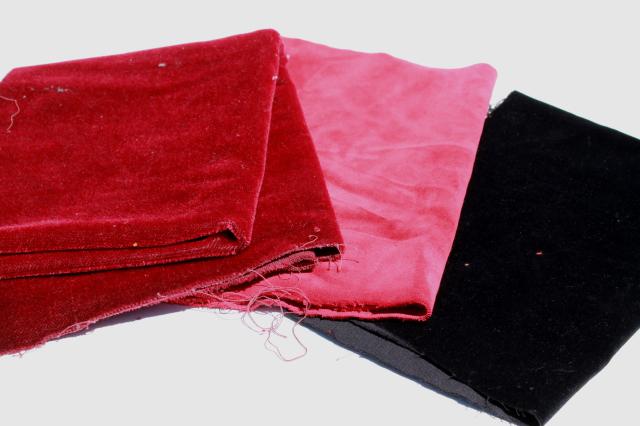 photo of vintage plush velvet fabric scraps, corduroy & heavy cotton velveteen in jewel colors #16