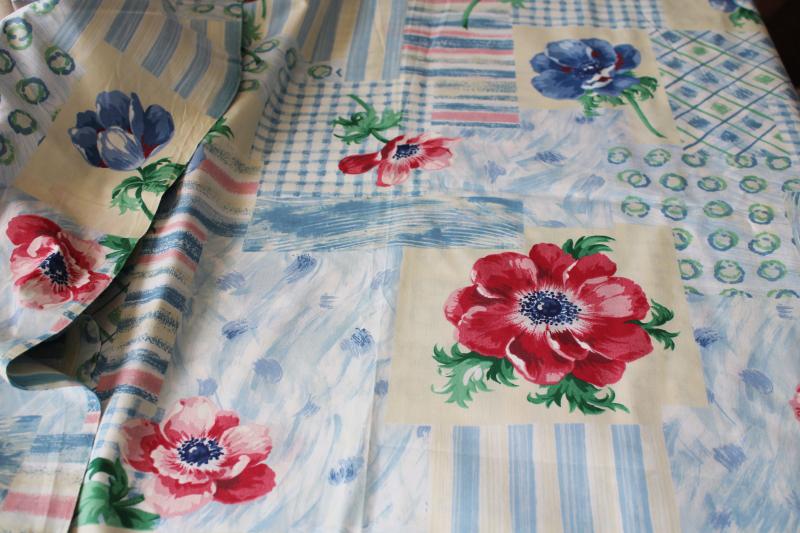 photo of vintage polished cotton chintz fabric, Kesslers print country cottage patchwork floral #1