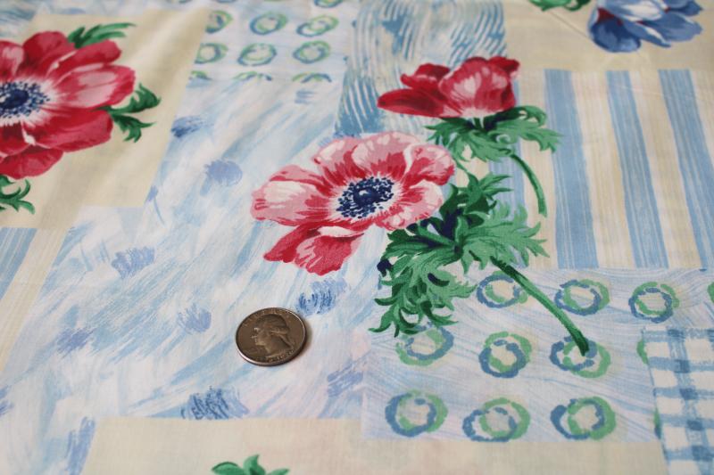 photo of vintage polished cotton chintz fabric, Kesslers print country cottage patchwork floral #4