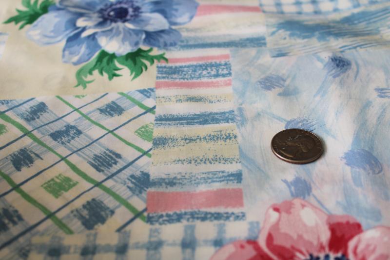 photo of vintage polished cotton chintz fabric, Kesslers print country cottage patchwork floral #6