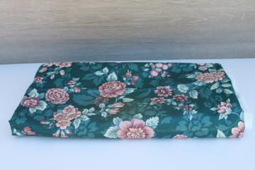 catalog photo of vintage polished cotton chintz fabric Potomac floral print rose on dark green